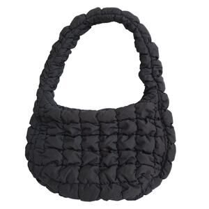 Quilted Mini Bag COS Black Puffer Purse Zip Top Hobo Handbag
